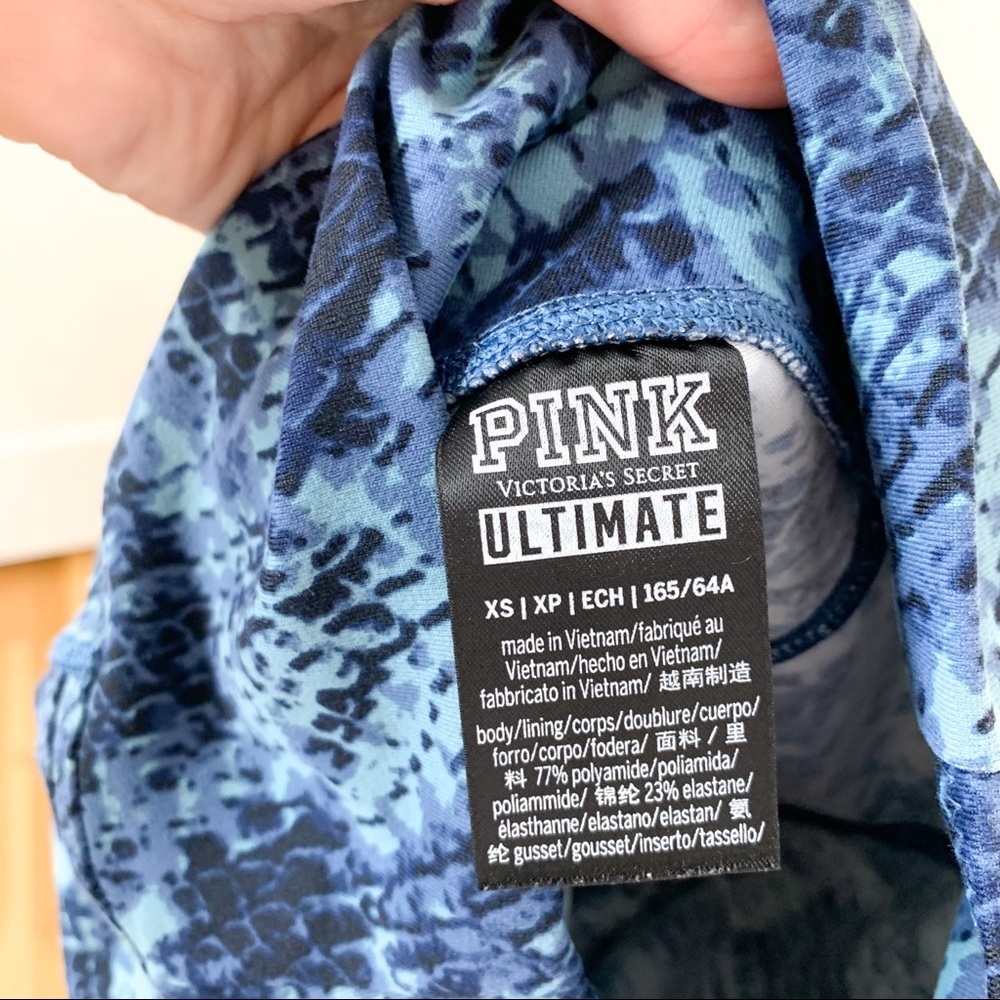 PINK Victoria's Secret Ultimate Leggings Blue Print Athletic Workout XS‎ - Picture 8 of 8